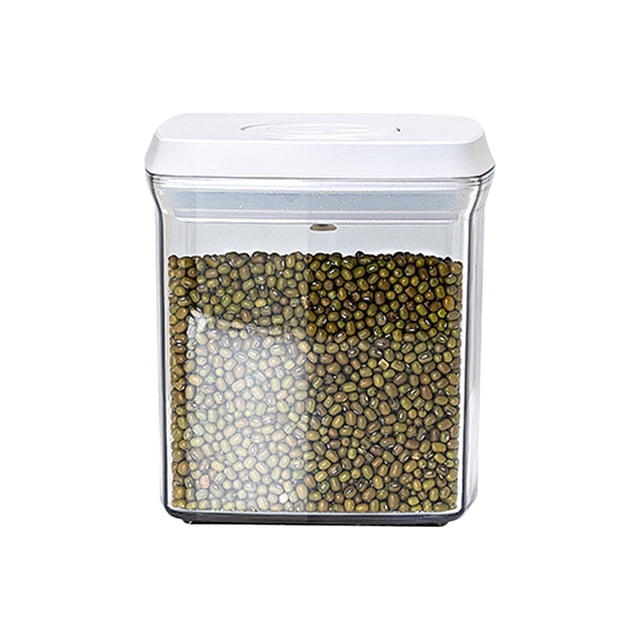 Tanque De Almacenamiento Recipiente de plástico blanco de 1 pieza con tapa hermética para organizar la despensa (1100 ml) Rkxzt