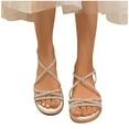 thumbnail image 3 of Ruyang Women's Rhinestone Roman Sandals Summer Ethnic Open Toe Flat Women's Shoes Womens Jelly Sandals, 3 of 9