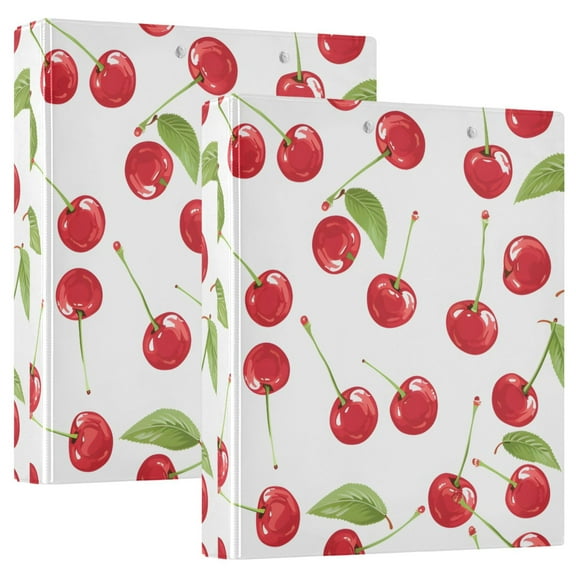 Fresh Cherries Hardcover 3 Ring Binder 1.5” Round Rings Binder Organizer Letter Size Paper Pockets School Office Supplies