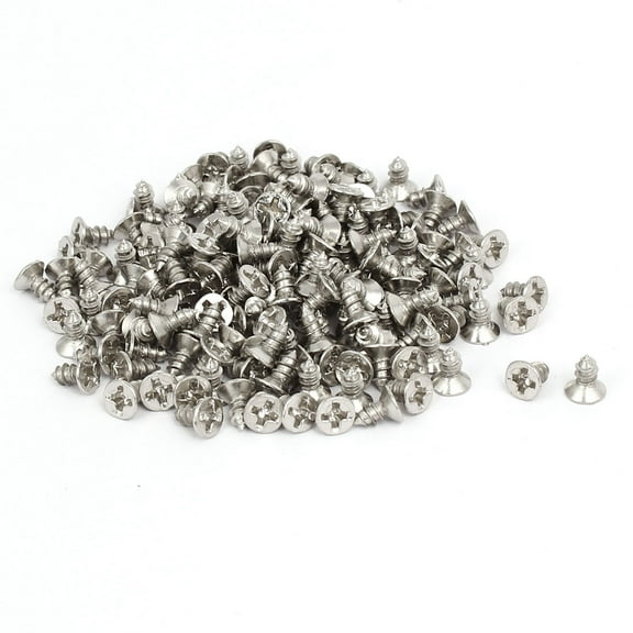 Uxcell M3 x 6mm Metal Flat Head Self Tapping Screws Silver Tone (200-Pack)