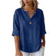 thumbnail image 5 of biudgviw Summer Tops for Women Half Sleeve Button T-Shirt Casual Loose V Neck Solid Blouse Breathable Fashion Clothing, 5 of 7