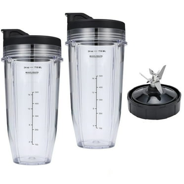 24oz Blender Cups and 7 Fins for Ninja Nutri Replacement Cups with Sip and Seal Lids Perfect Fit for BL480