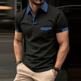 thumbnail image 4 of Hfolob Men's Polo Shirt Male Spring Summer Breathable Short Sleeve Shirts Solid Color Button Lapel Pocket Bottoming Shirt Mens Blouses, 4 of 5