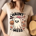 thumbnail image 4 of Haunt Mess Shirt | Funny Ghost Graphic Tee | Unisex Casual T-Shirt, Maroon, Size L, 4 of 6