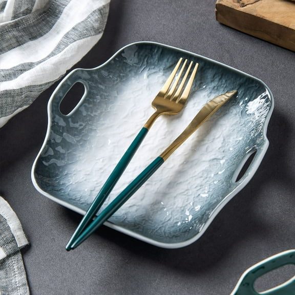 Gradient Pasta Bake Dish Ceramic Oven Dishes Rectangular Baking Dish For Lasagna-Blue