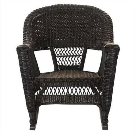 Jeco W00201R-A-2 Espresso Rocker Wicker Chair - Set 2