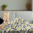 thumbnail image 3 of Yellow Soft Flannel Fleece Throw Blanket, Bird Feathers Patterns with Polka Dots Exotic Style Tribal Design Animal Print, Cozy Plush for Indoor and Outdoor Use, 70" x 90", Yellow Black, by Ambesonne, 3 of 5