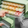 thumbnail image 3 of 3 Layer Ice Cube Tray Large Capacity Easy Demoulding Pull Out Ice Cube Bin with Ice Shovel Lid for Yogurt Wine Summer 3 Layer Pull Out Ice Box Ice Shovel (Green), 3 of 12