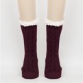 thumbnail image 2 of Tao Tao Unisex Slipper Fuzzy Socks Winter Cozy Fluffy Cabin Warm Fleece Soft Comfy Thick Non Slip Home Socks Burgundy Free Size, 2 of 4