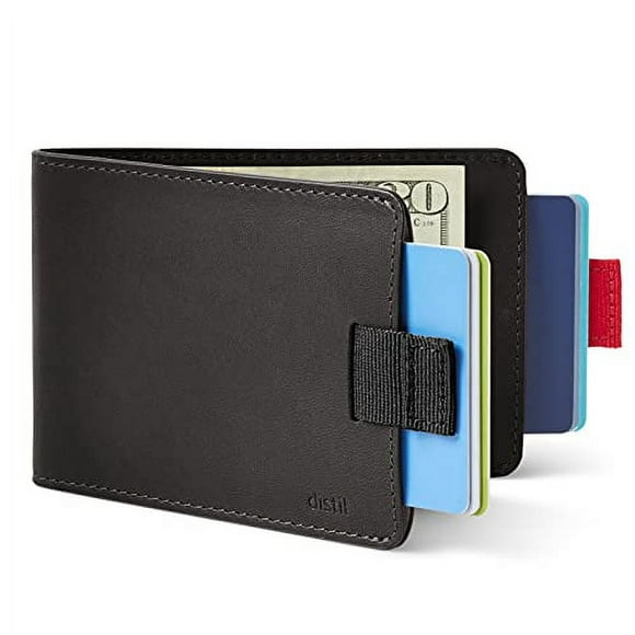 Distil Union Wally | Slim Bifold Wallets for Men  Minimalist Bifold Wallets with Money Clip (Black - RFID, Classic)