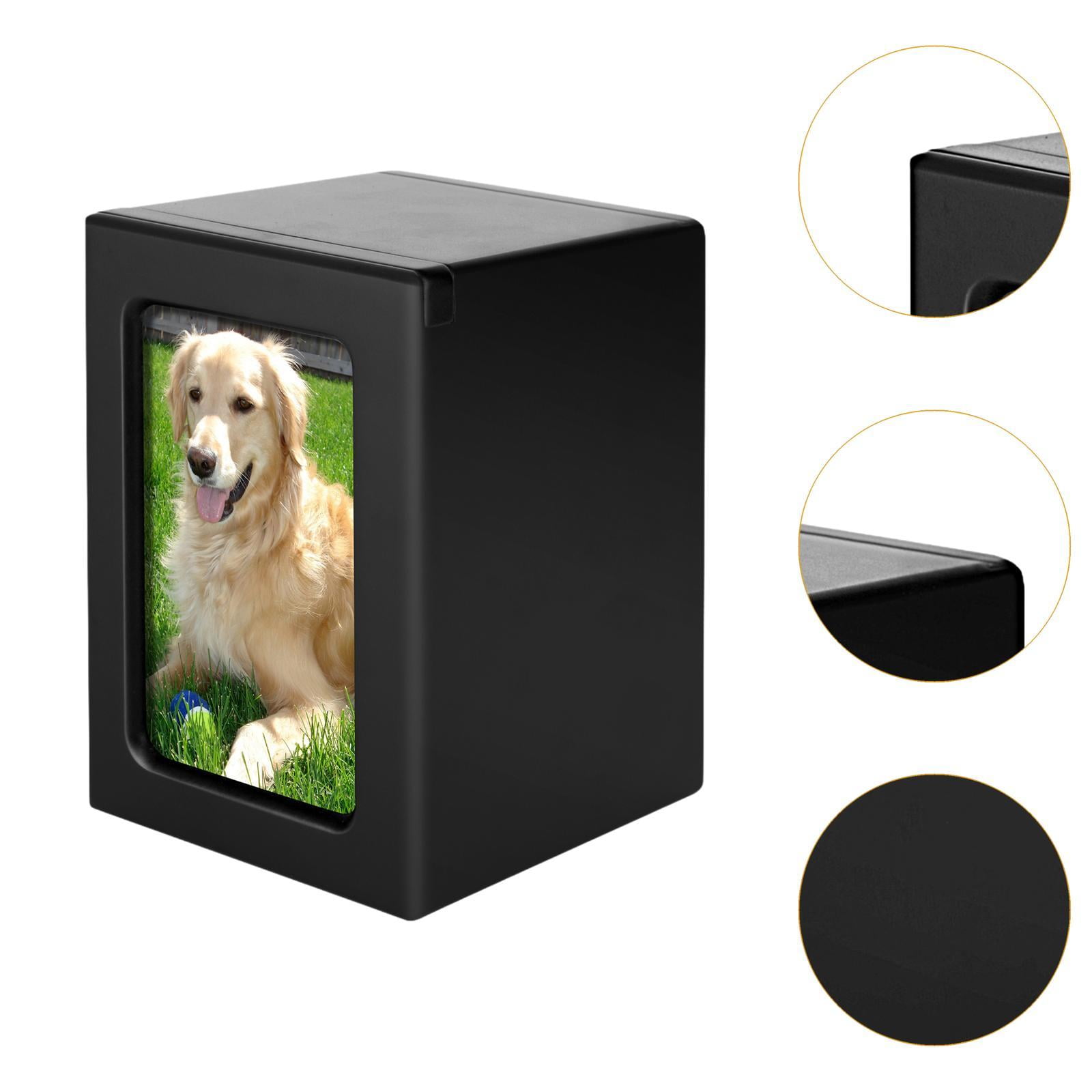 TOOYFUL Pet Cremation Urn Cat Urns Dog Souvenirs with Photo Frame Pet Memorial Box Memory Boxes Funerary Casket Wood Urn Memorial Urn black