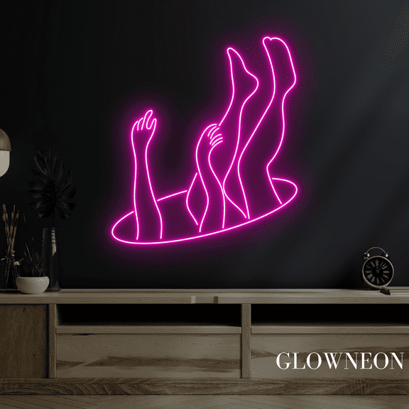 Glowneon Fall In To The Hole Neon Sign, Abstract Girl Room Led Decor