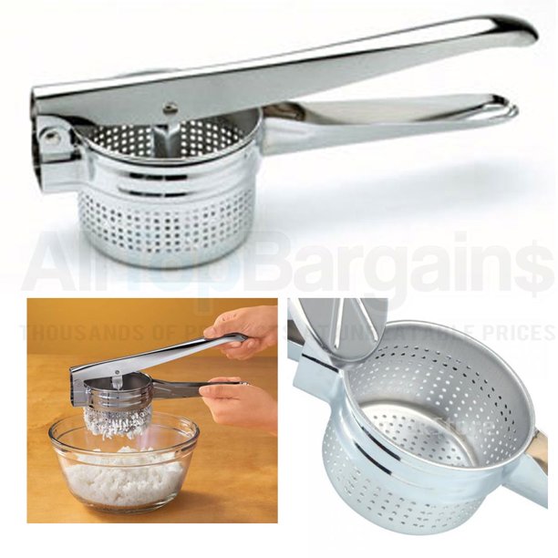 Stainless Steel Potato Masher Ricer Fruit Juicer Vegetable Press Chrome