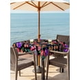 thumbnail image 3 of Outdoor Tablecloths with Umbrella Hole & Zipper, Watercolor Flowers 60x60 Inch Square Tablecloths, Retro Spring Floral Botanical Leaves Black Waterproof Table Cloth, Patio/Pool/Picnic Table Covers, 3 of 8