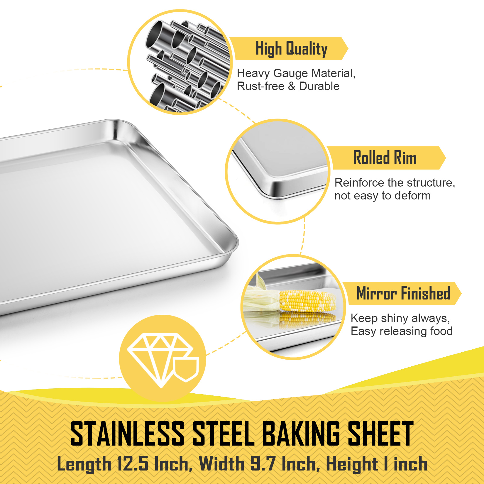 Vesteel Stainless Steel Baking Pan & Rack Set, 2-Piece photo 2