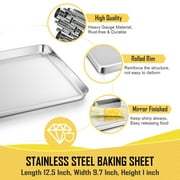 Vesteel 12.5 inch Baking Pan with Rack Set (2 Pans & 2 Racks), Stainless Steel Quarter Size Toaster Oven Tray with Cooling Rack, Heavy Gauge & Dishwasher Safe
