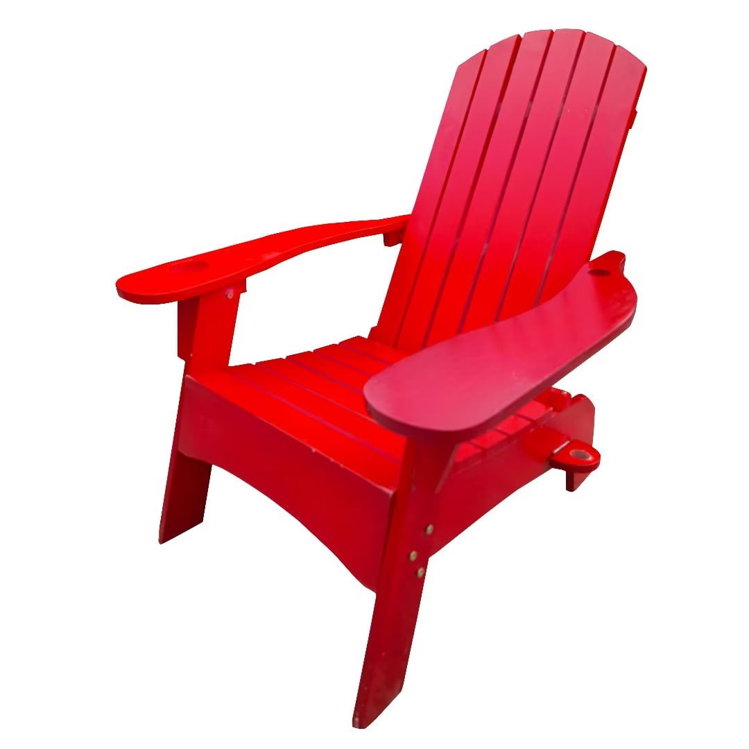Wooden Adirondack Chair, Outdoor Patio Lawn Chair with Cup Holder, Weather Resistant Lawn