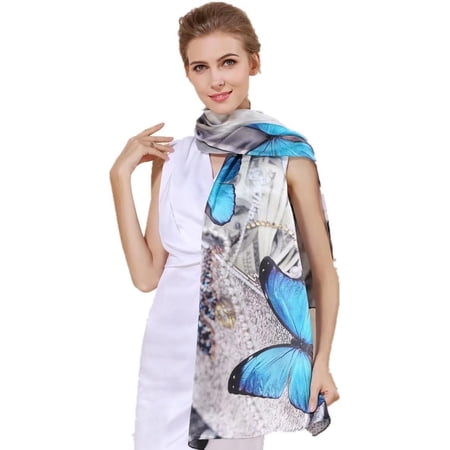 Womens Horse & Carriage Silk Square Silk Long Mulberry Scarf