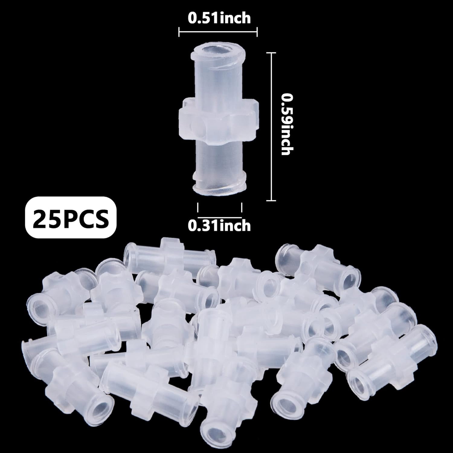 25 lock-to-lock connectors, female syringe to syringe transfer adapter, syringe adapter coupler (25)
