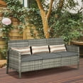 thumbnail image 2 of Outsunny 3-Seater Wicker Outdoor Sofa, Cushioned Rattan Patio Couch, Grey, 2 of 10