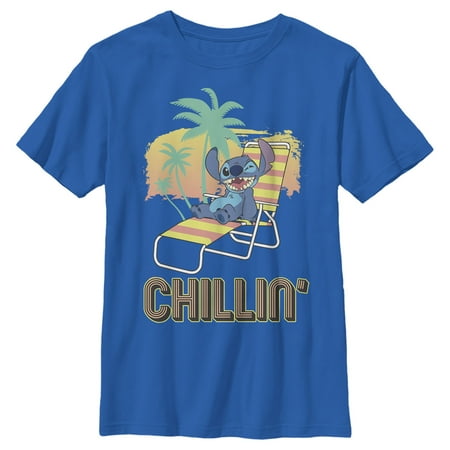 Boy s Lilo & Stitch Chillin on the Beach Graphic Tee Royal Blue Large