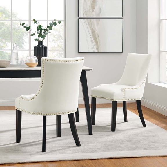 Modway Marquis Performance Velvet Dining Chairs - Set of 2 in White