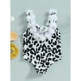 thumbnail image 4 of Bagilaanoe Toddler Baby Girl One-Piece Swimsuit Print Sleeveless V Neck Swimwear 6M 12M 18M 24M 3T Kids Ruffle Bathing Suit, 4 of 8