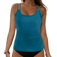 thumbnail image 3 of GEWSEY Womens Summer Tankini Top Only Ruched Tummy Control Bathing Suit Top Modest Swim Tank Top No Bottom (Navy, XXL), 3 of 9