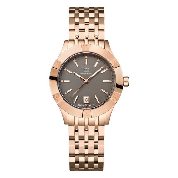 Reloj Glock Precision para mujer, caja de acero dorado rosa de 36 mm