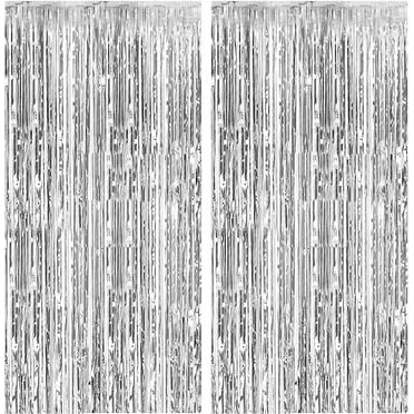 3 Pack Silver Foil Fringe Curtain Backdrop, 3.3Ft x 6.6 Ft Metallic Tinsel Foil Fringe Streamer Curtains for Photo Booth Props, Birthday, Wedding, New Year's, Christmas Decoration Party Supplies