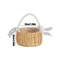 thumbnail image 4 of Pearl Handle Wicker Basket with Sheer Bows, Woven Storage Basket for Flower Cookie Candy Basket for Xmas Easter Wedding Party Home Garden Decor, 4 of 7