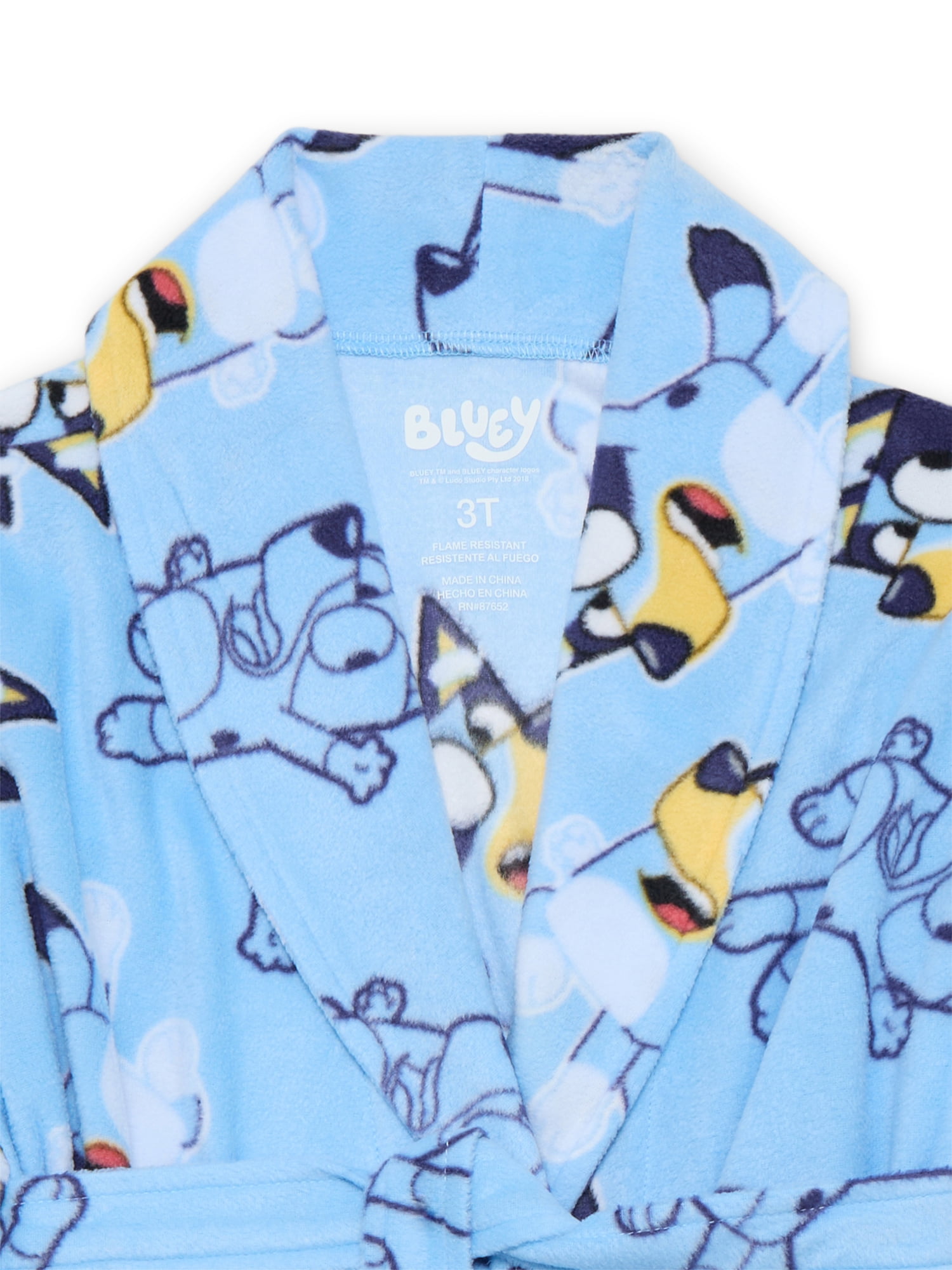 Bluey Toddler Boys or Girls Fleece Bathrobe Pajamas, Sizes 2T-5T