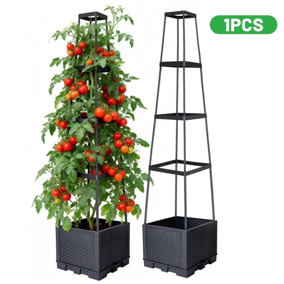 Tomato Cage, Raised Garden Beds Outdoor, Planters for Outdoor Plants with Trellis 57'' Tomato Planters for Climbing Vine Vegetables Flowers Plants Self Watering Tomatoes Cage for Outdoor Patio