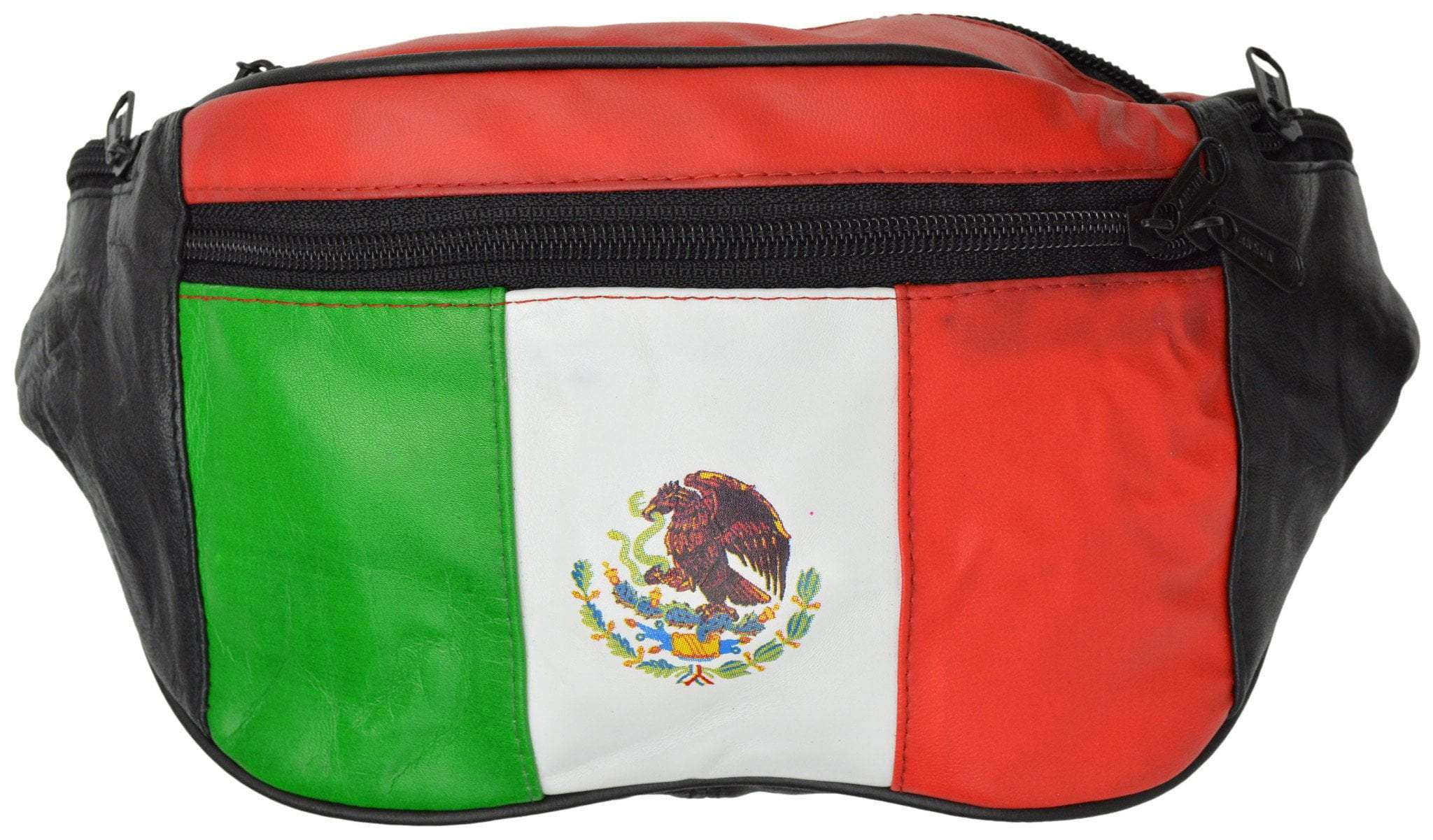 Top Grain Genuine leather Mexican Flag Waist Bag/Fanny Pack/ Waist Hip