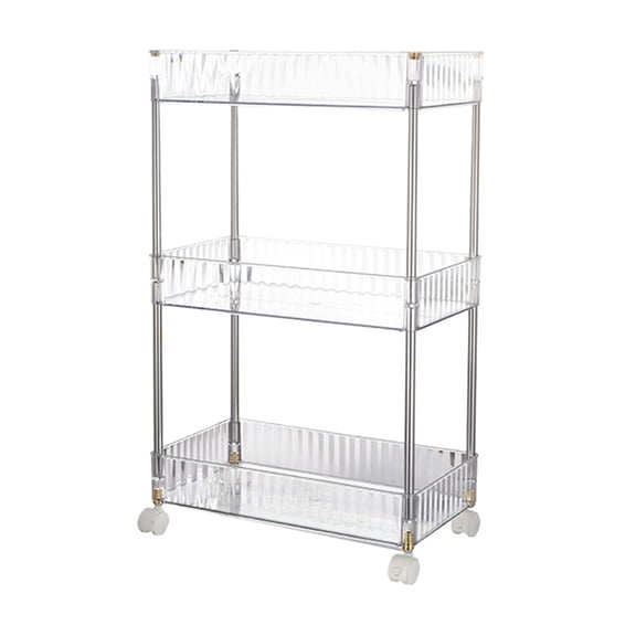MLINS 3-Tier Kitchen Storage Rack, Rolling Floor Trolley Cart for Pantry, Office, Utility Room, Space-Saving Organizer
