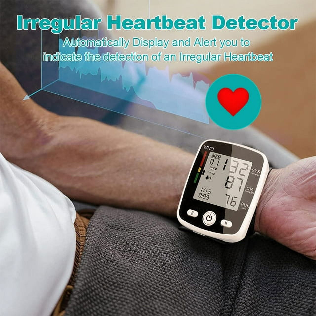 SUWU Blood Pressure Monitor, Rechargable Blood Pressure Machine Wrist with Voice Broadcast and 180 Memory for Dual User