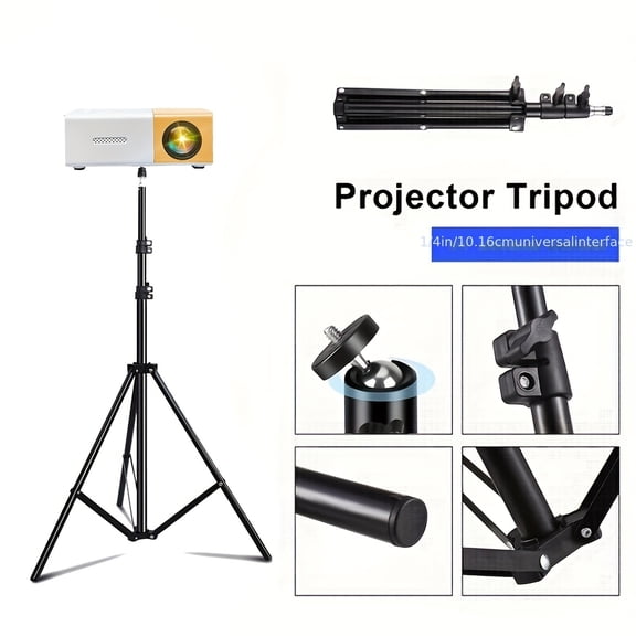 120cm Foldable Adjustable Tripod Stand with 1/4" Rotary Head, Multi Purpose Floor Stand for Mini Projector, Phone Live Stream, Ring Light & Digital Camera