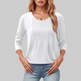 thumbnail image 2 of UANWENN Haut Plissé à Manches Longues Mode Décontractée Col Rond Bas pour Femmes Chemises à Manches Longues Fines T-Shirt Raglan Décontracté, 2 of 4