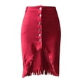 thumbnail image 4 of MRULIC skirts for women New Women's Fashion Denim Skirt Summer Button Design Split Front Open Skirts Red + M, 4 of 7