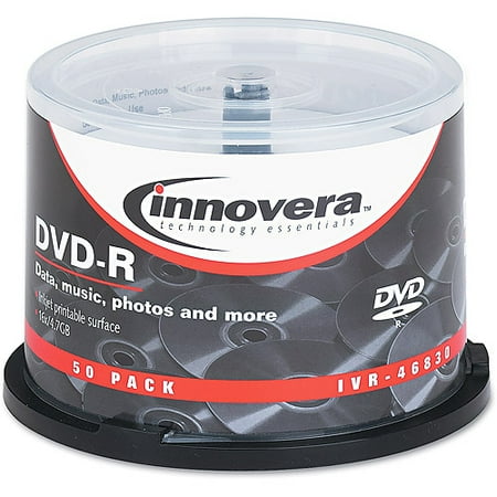 Innovera DVD-R Discs, 4.7GB, 16x, Spindle, White, 50/Pack