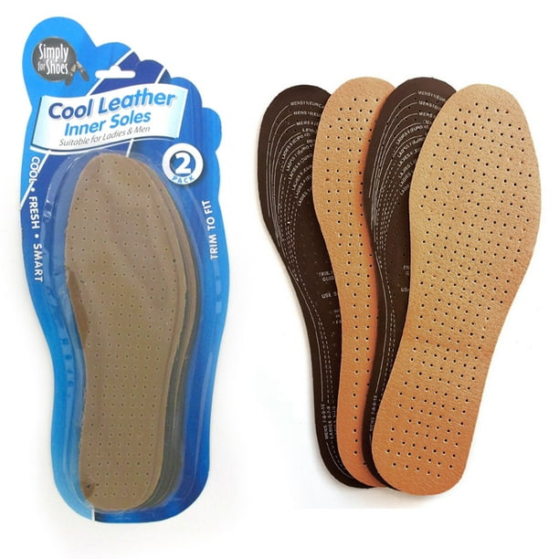 2 Pairs Cool Leather Inner Soles Unisex Insoles Comfortable Cut Size