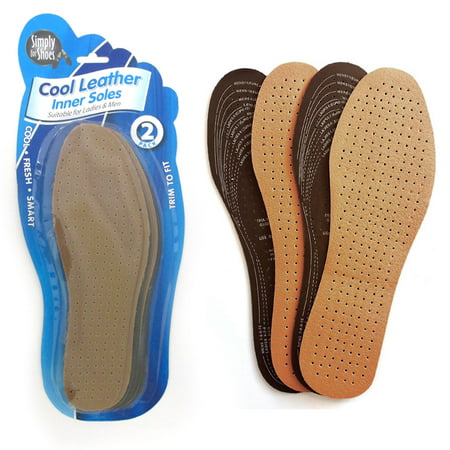 2 Pairs Cool Leather Inner Soles Unisex Insoles Comfortable Cut Size Anti