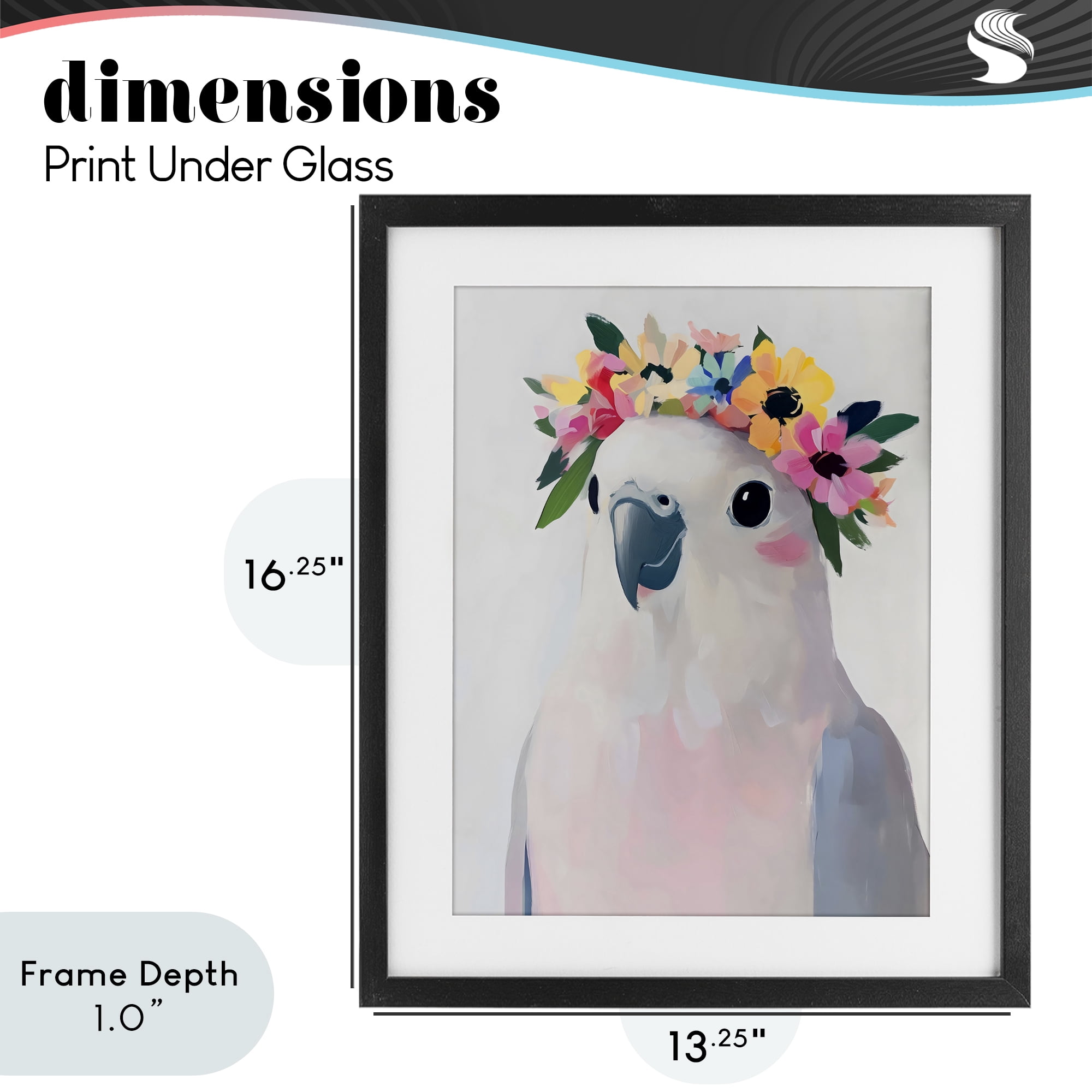 Stupell Industries Flower Crown Dove Black Framed Print Under Glass, design by The Prints Vibe