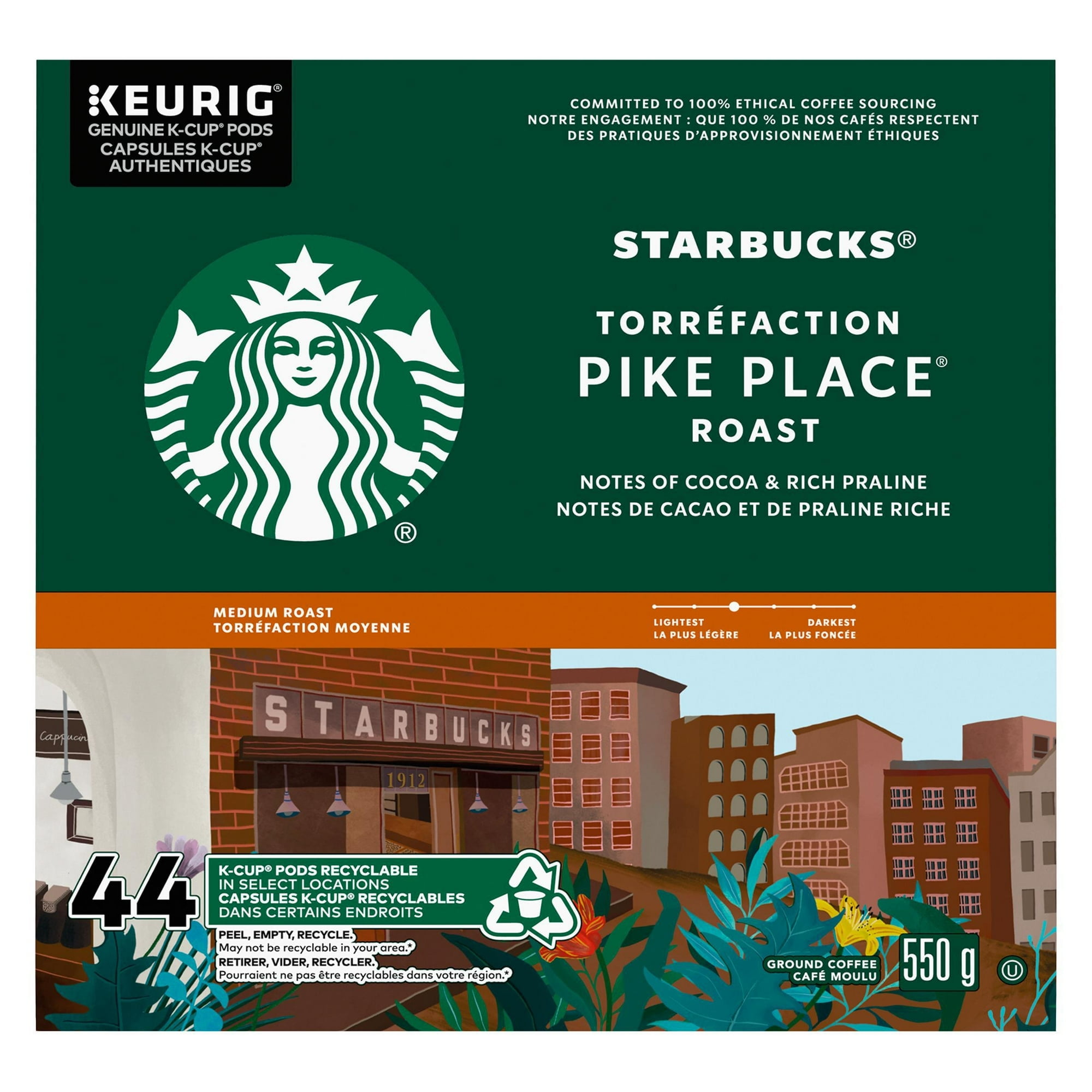 Capsules Starbucks PIKE PLACE Torr. moyenne Keurig K-Cup 44 un. PIKE PL. K-Cup 44 x 12 g 44 unites