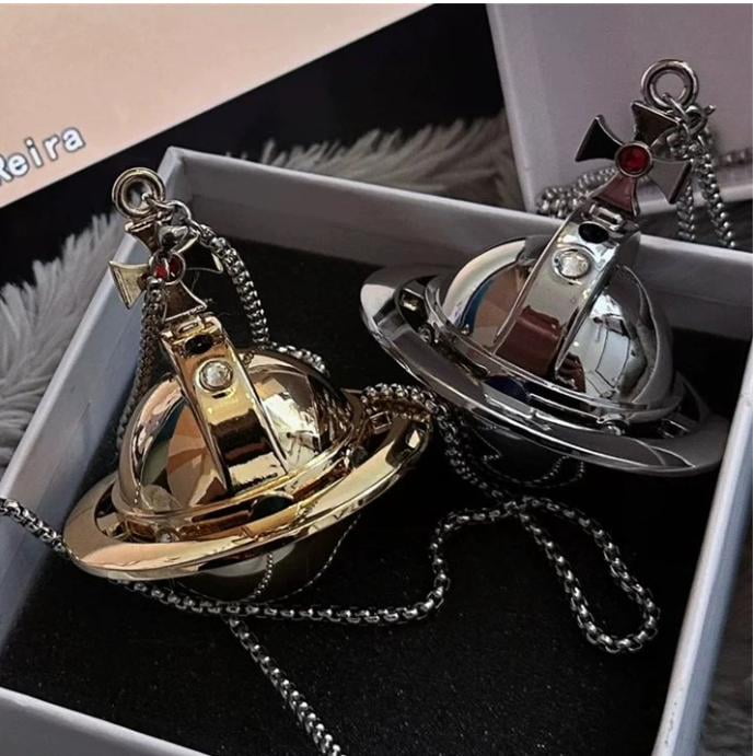 Vivienne Westwood Pendant Lighter Gas Lighters Two Orb Chains, Gift Box,  Silver