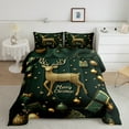 thumbnail image 2 of jejeloiu Christmas Reindeer Bedding Comforter Set,Marry Christmas Theme Twin Comforter Sets,Green Xmas Gifts Bedding Set For Child,Microfiber Bedroom Decor Reversible,2pcs, 2 of 8