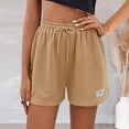 thumbnail image 2 of Sngxgn Shorts for Women with Pocket Womens High Waisted Long Shorts for Running Workout (Khaki,M), 2 of 4