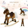 thumbnail image 4 of Qaba Kids Metal Plush Ride-On Rocking Horse Chair Toy With Nursery Rhyme Music - Dark Brown, 4 of 10