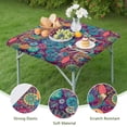 thumbnail image 4 of Designer Look Boho Tablecloth 34x34 Inch Square Floral Cover with Elastic Hem for Custom Fit on Standard Tables, 4 of 6