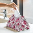 thumbnail image 6 of Uemuo Peonies And Roses Pattern Tissue Box Cover Holder, Triangle with Bottom Belt - PVC Leather Decorative Organizer for Tabletop, Bathroom, Car, Office, 6 of 9